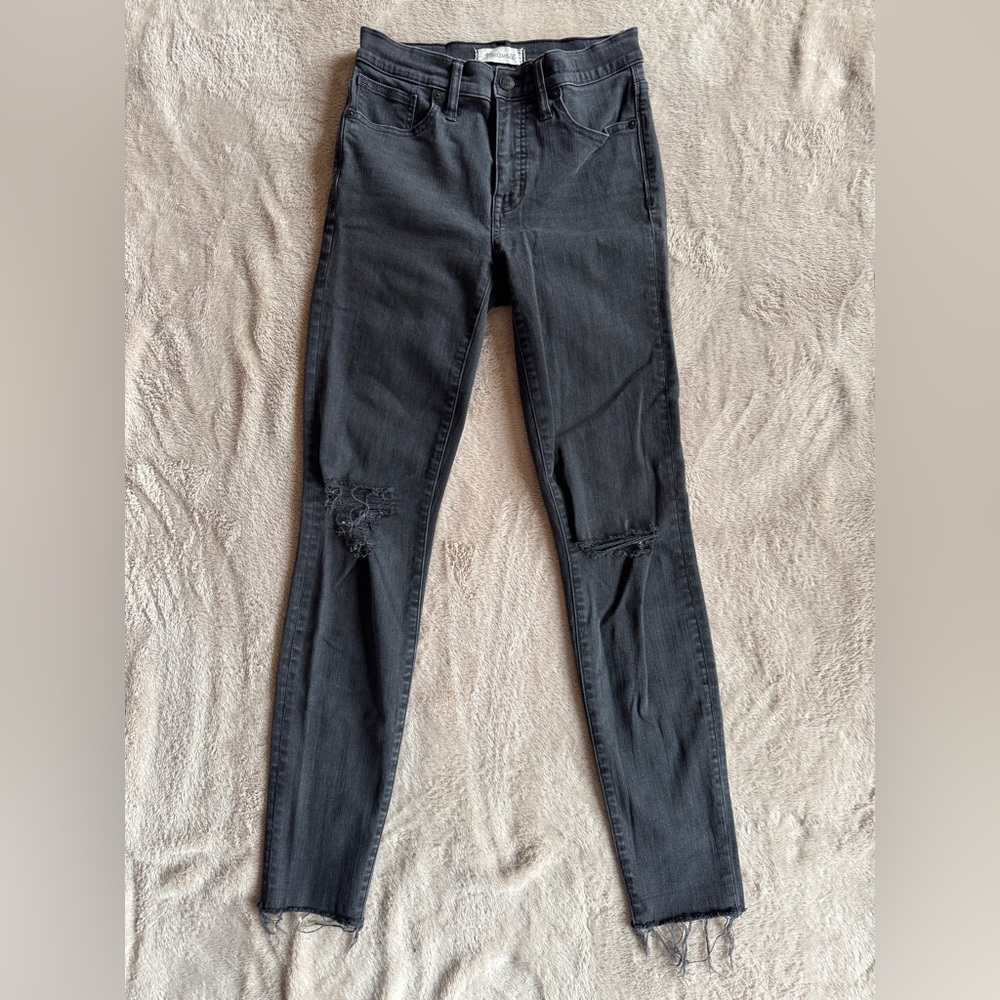 Madewell Faded Black Stretch Denim 9” High Rise Skinny Jeans size 26T